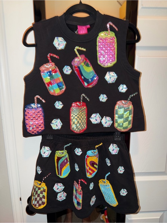QUEEN OF SPARKLES Dresses & Skirts - QUEEN OF SPARKLES Black Sequin Soda Can Two-Piece Set